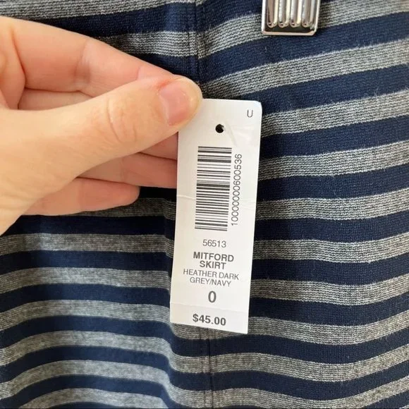 NWT Aritzia Sunday Best Mitford Mini Skirt Navy Blue and Grey Striped - Picture 8 of 11